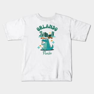 Orlando Florida - Cute Gator Burrito Retro Kids T-Shirt